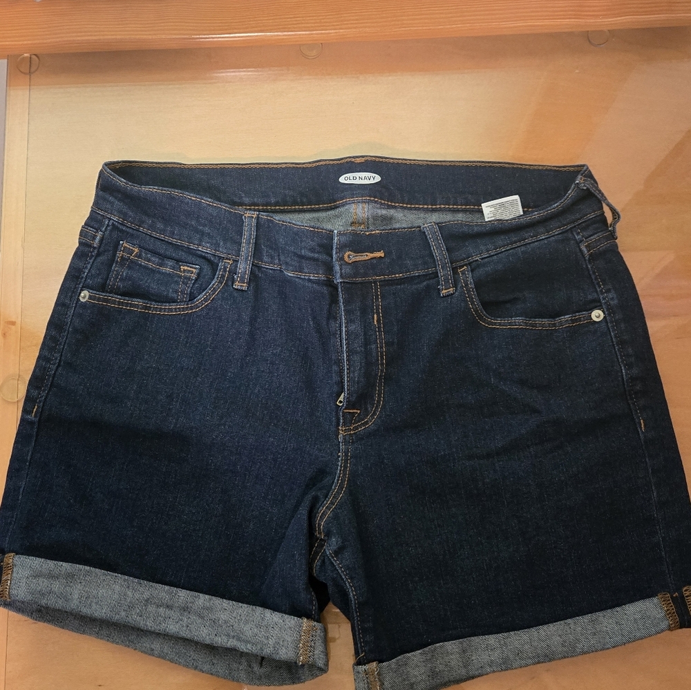Old Navy Blue Jean Shorts with Rolled Cuffs and Stretch